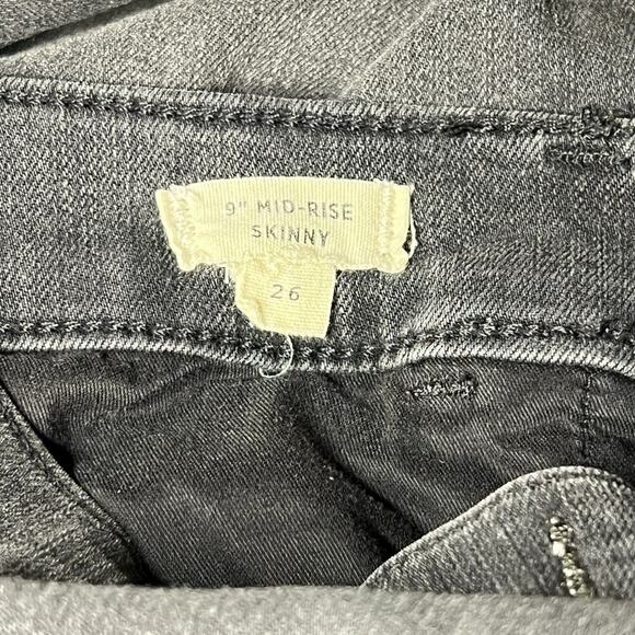 Madewell Jeans Womens 26 Black Skinny Ankle Raw Hem Mid Rise Black Denim Stretch - Picture 4 of 8